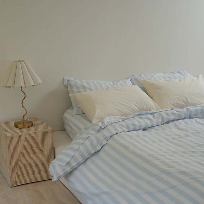 Home Lab 100% Stonewashed Cotton Stripe Duvet Set image number 7
